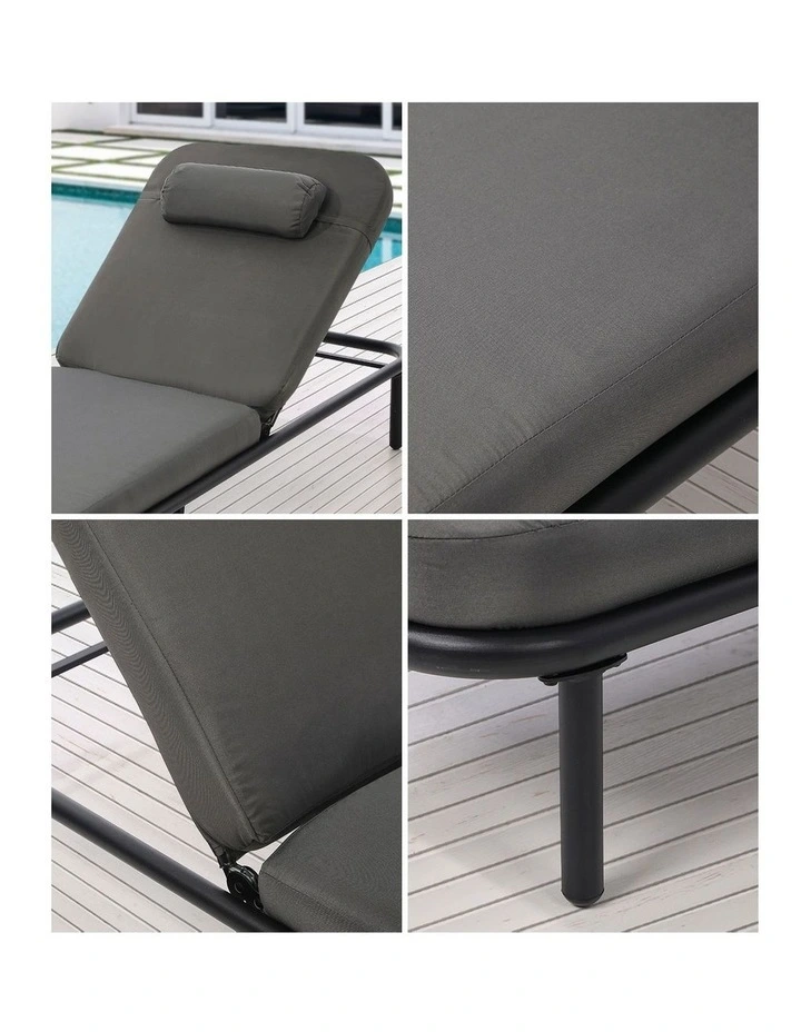 Livsip 2PCS Sun Lounge Outdoor Lounger Setting Grey image 7