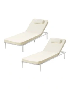 Livsip 2PCS Sun Lounge Outdoor Lounger Setting Beige