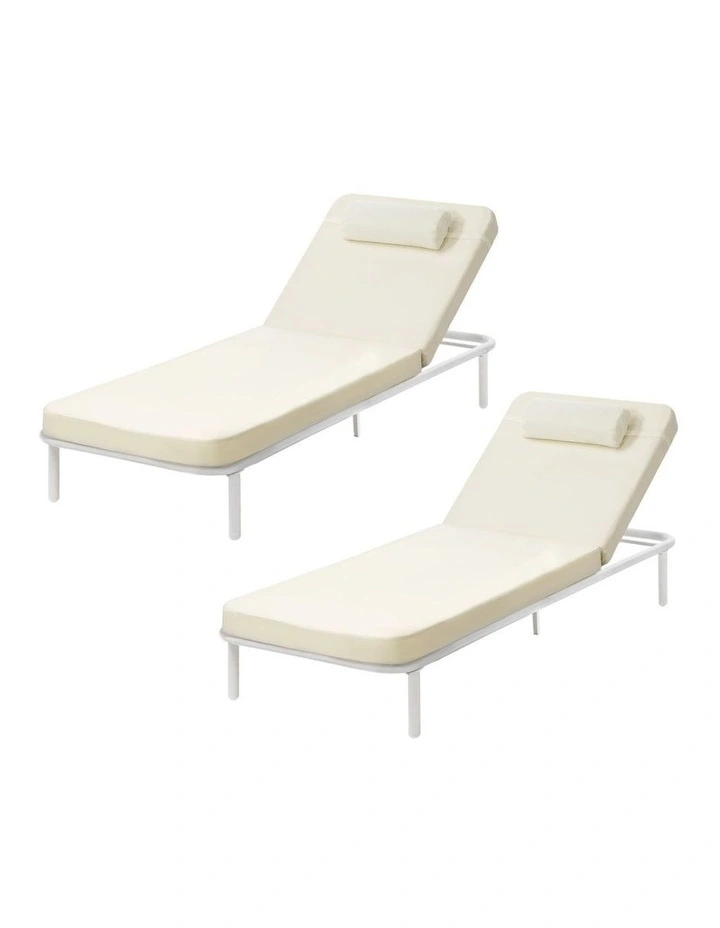 Livsip 2PCS Sun Lounge Outdoor Lounger Setting Beige image 1