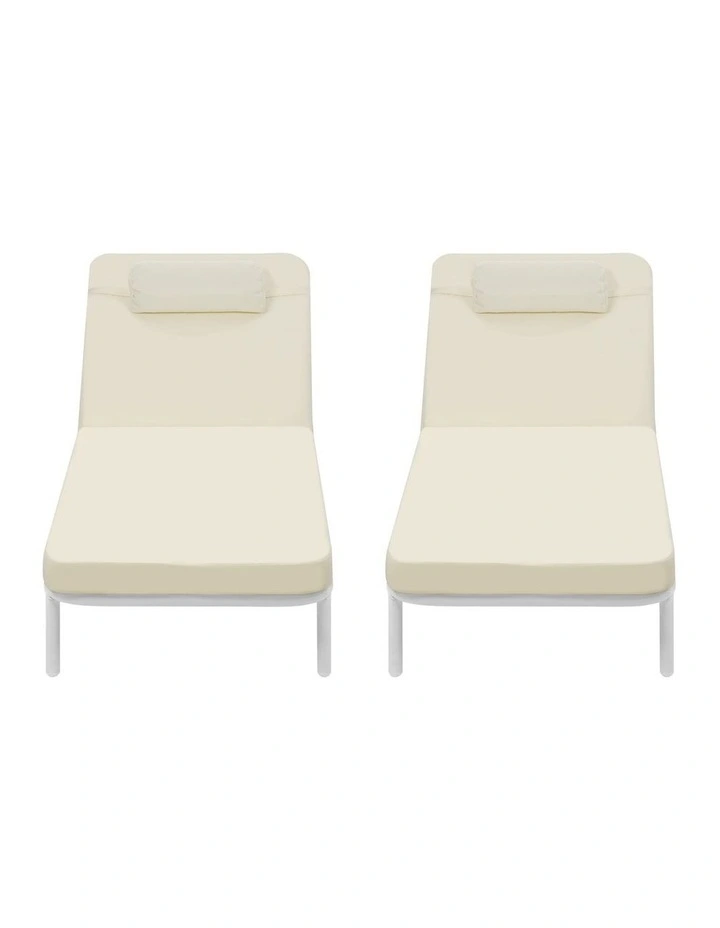 Livsip 2PCS Sun Lounge Outdoor Lounger Setting Beige image 2