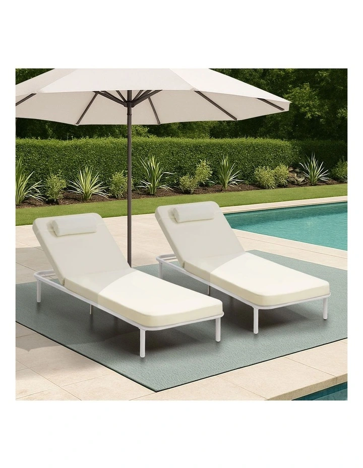 Livsip 2PCS Sun Lounge Outdoor Lounger Setting Beige image 5