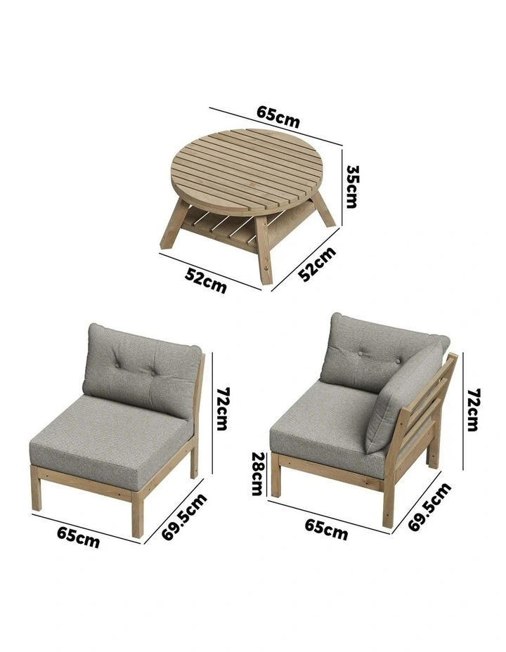 Livsip Outdoor Sofa Set 4 Seater Lounge Setting Beige image 3