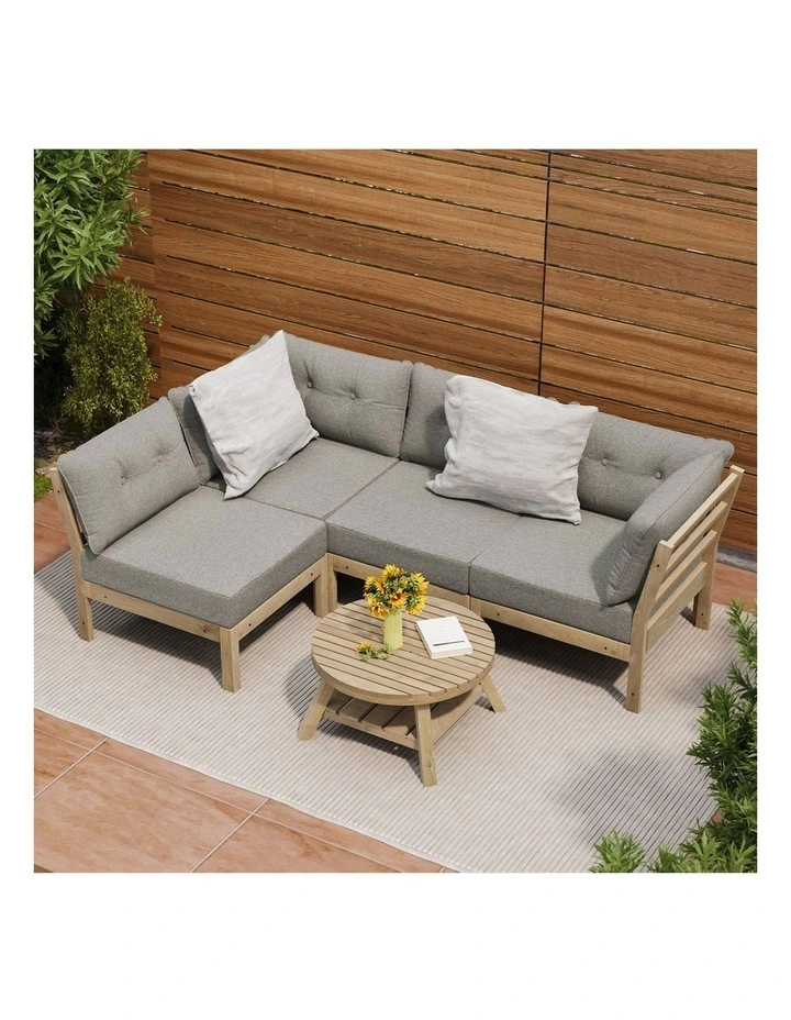 Livsip Outdoor Sofa Set 4 Seater Lounge Setting Beige image 4