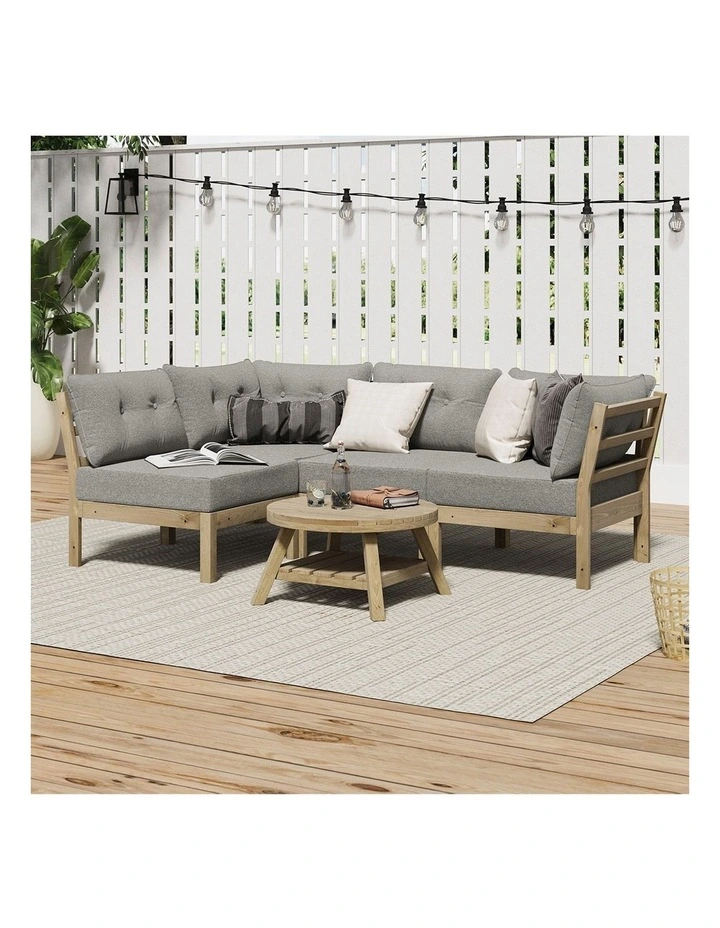Livsip Outdoor Sofa Set 4 Seater Lounge Setting Beige image 5