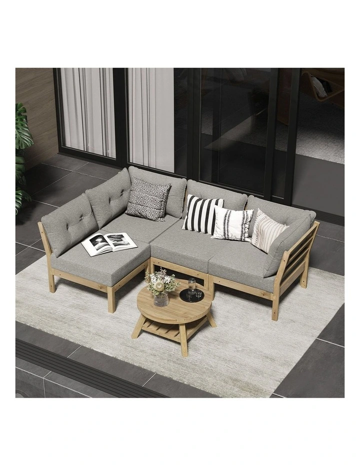 Livsip Outdoor Sofa Set 4 Seater Lounge Setting Beige image 7