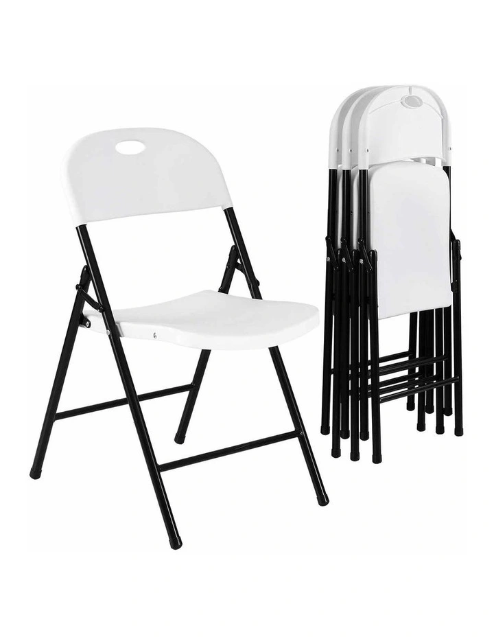 Gardeon Set of 4 Outdoor Dining Chairs Folding Plastic Patio Garden White image 1