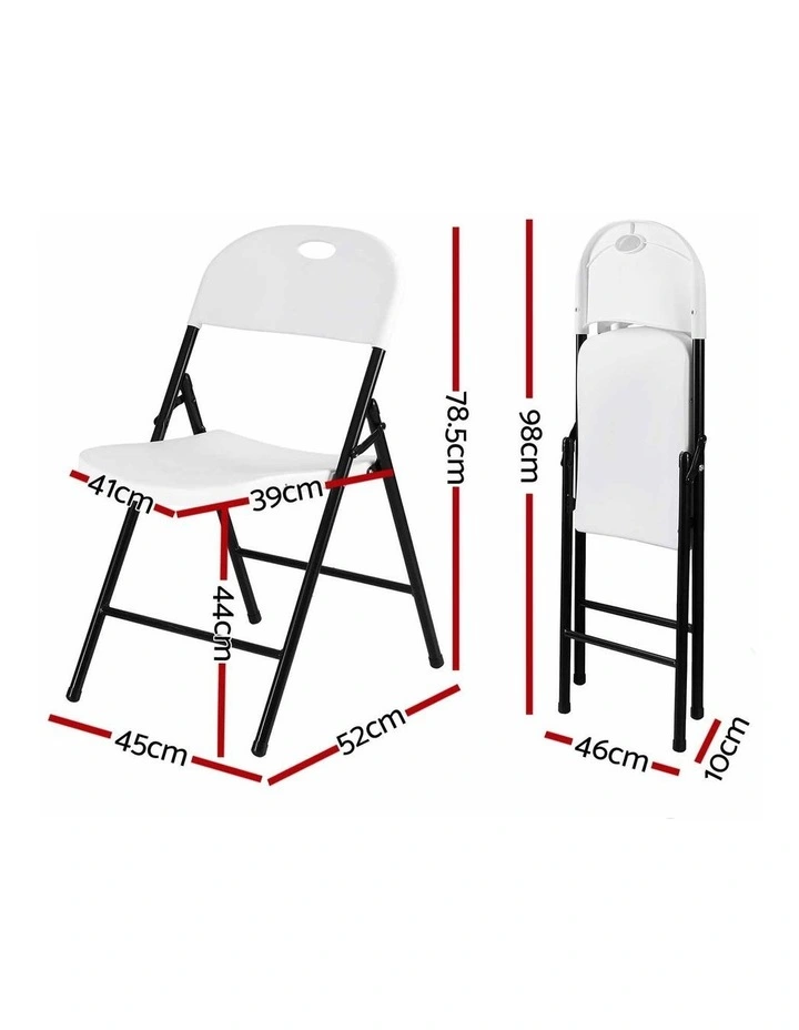 Gardeon Set of 4 Outdoor Dining Chairs Folding Plastic Patio Garden White image 2