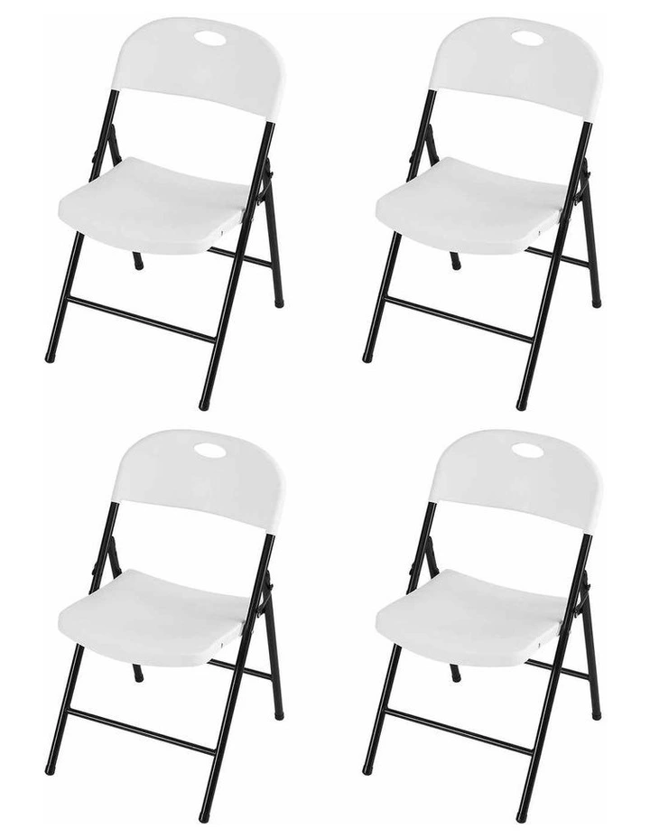 Gardeon Set of 4 Outdoor Dining Chairs Folding Plastic Patio Garden White image 3