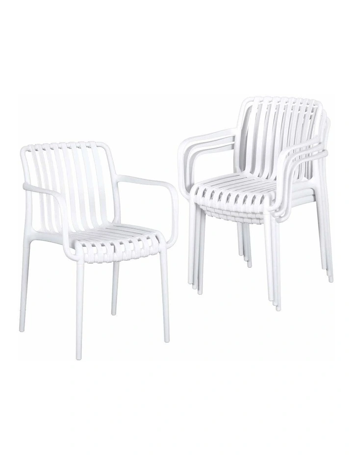 Gardeon Set of 4 Outdoor Dining Chairs Stackable Plastic Patio Garden White image 1