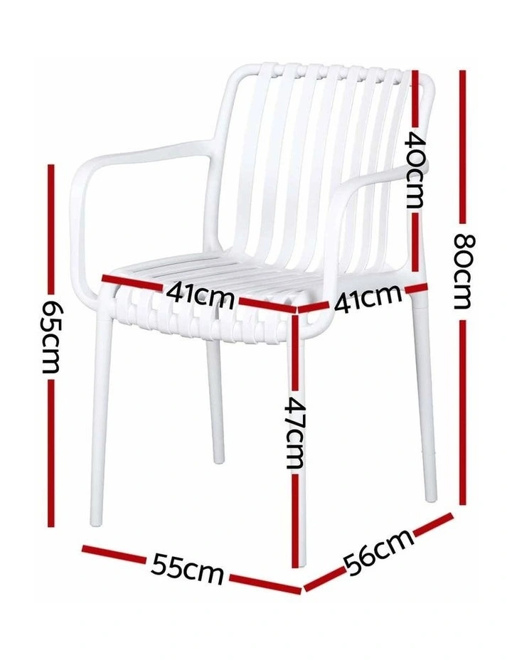 Gardeon Set of 4 Outdoor Dining Chairs Stackable Plastic Patio Garden White image 2