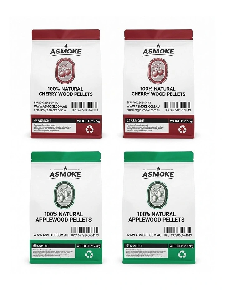 ASMOKE 20lbs 9kg Wood Pellet Sampler Bundle, 2-Flavour Variety Pack image 1
