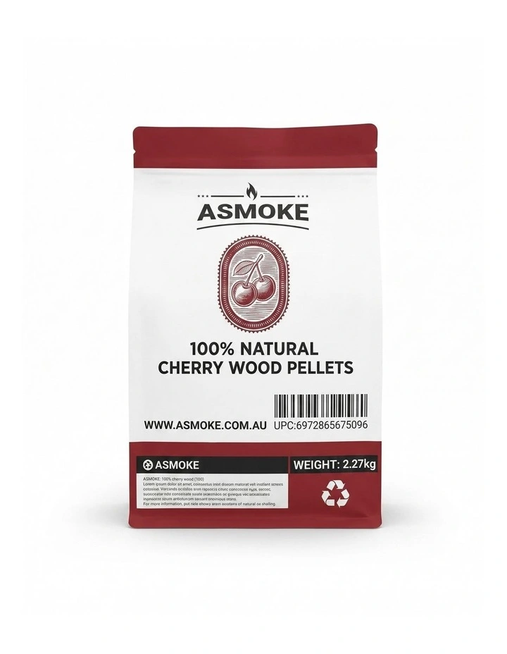 ASMOKE 100% Natural Cherry Wood BBQ Smoker Pellets 9kg / 20lbs image 1