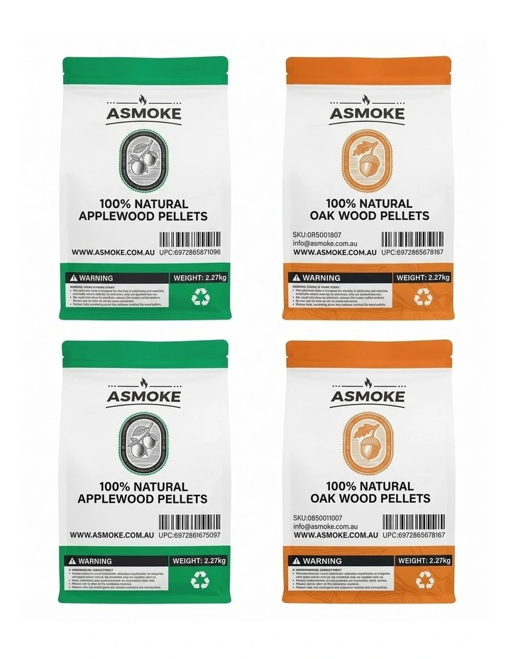 ASMOKE 4-Piece Premium Wood Pellet Variety Pack, Oak & Apple 2x Oak image 1