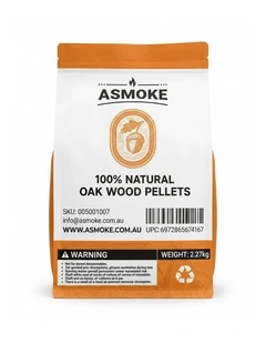 ASMOKE 100% Natural Premium Oak Wood BBQ Pellets for Smoker & Grill 9kg /