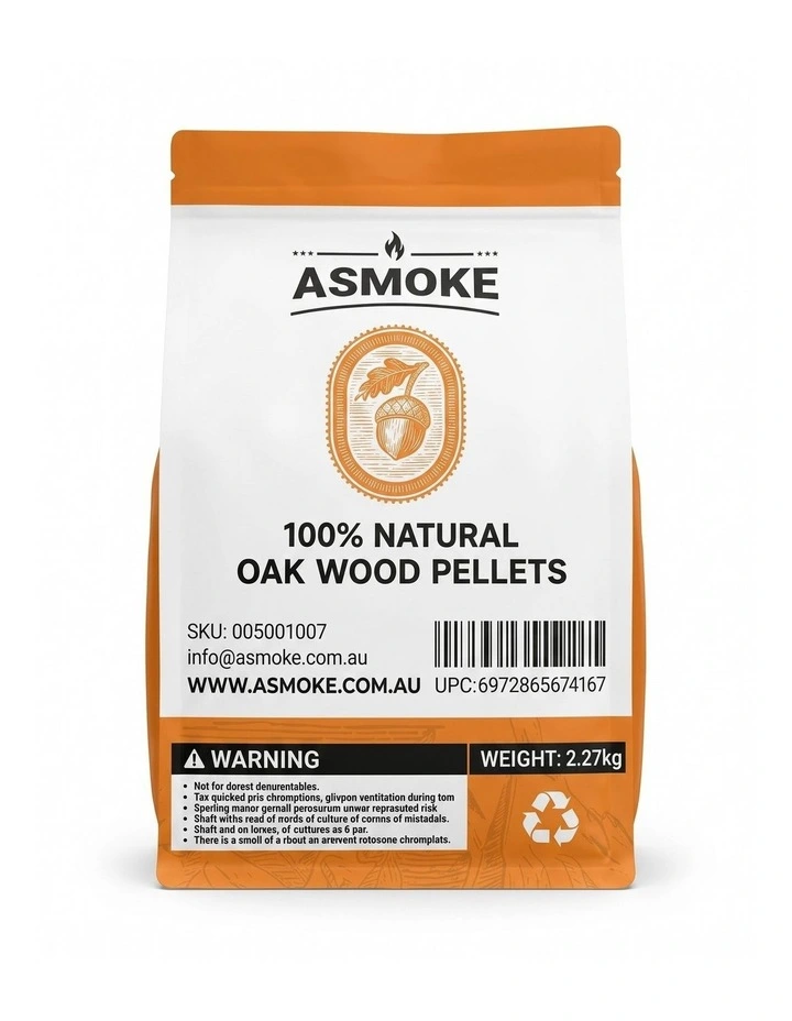 ASMOKE 100% Natural Premium Oak Wood BBQ Pellets for Smoker & Grill 9kg / image 1