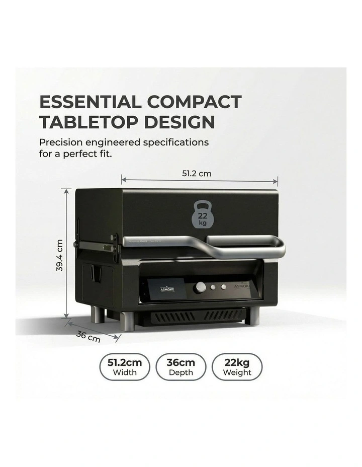 ASMOKE Essential Portable Wood Pellet Grill & Smart Smoker with 47L image 3