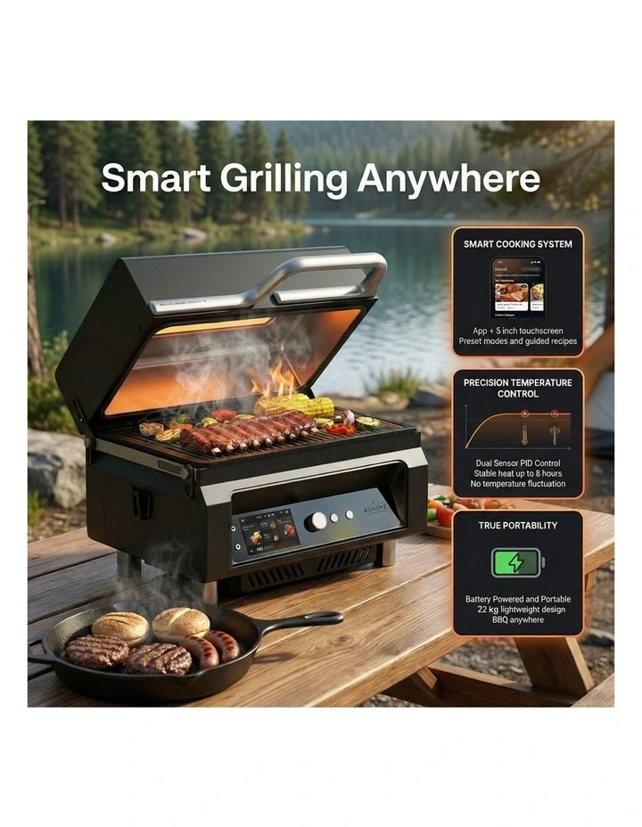 ASMOKE Essential Portable Wood Pellet Grill & Smart Smoker with 47L image 4