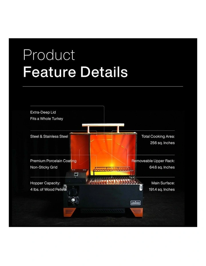 Asmoke AS350 Portable Wood Pellet Grill & Smoker, Electric, Compact Design image 7
