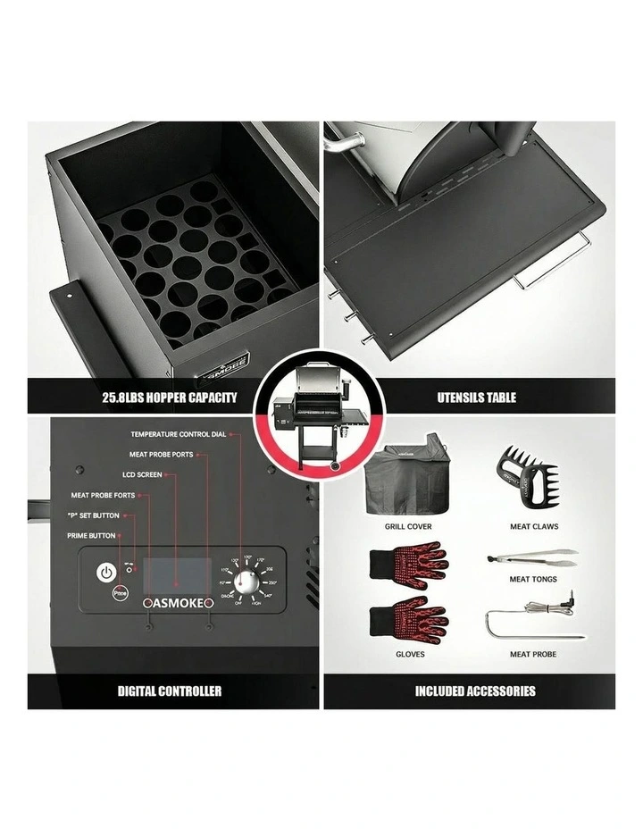 Asmoke Large Wood Pellet Grill & Smoker, Digital Control, 8-in-1 image 6