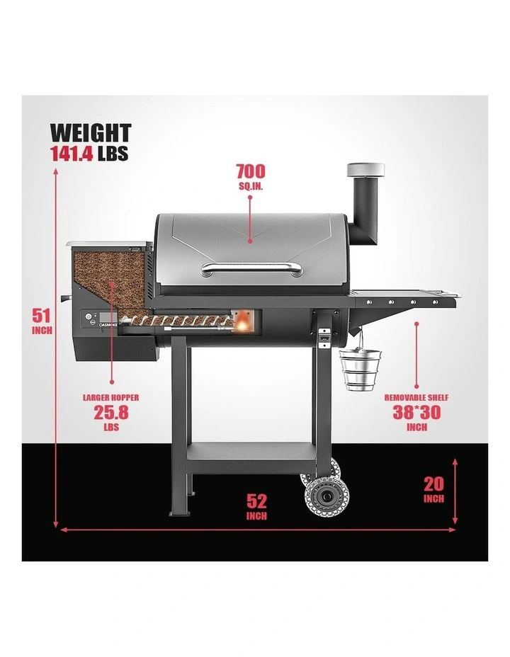 Asmoke Large Wood Pellet Grill & Smoker, Digital Control, 8-in-1 image 7