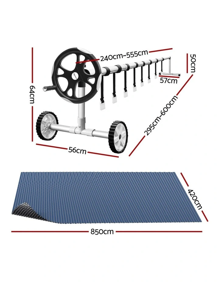 Aqua Buddy Pool Cover 500 Micron 8.5x4.2m w/ Roller 5.55m Swimming Pools Black Solar Blanket image 2