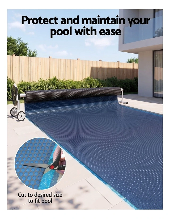 Aqua Buddy Pool Cover 500 Micron 8.5x4.2m w/ Roller 5.55m Swimming Pools Black Solar Blanket image 4