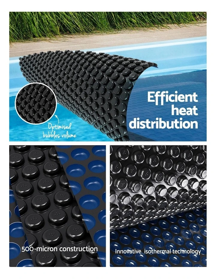 Aqua Buddy Pool Cover 600 Micron 12x6.4m w/ Roller 6.55m Swimming Pools Black Solar Blanket image 5