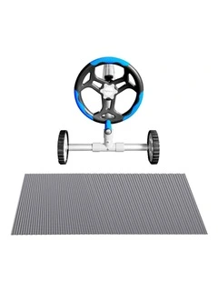 Aqua Buddy Pool Cover 600 Micron 7x4m w/ Blue Roller 5.55m Swimming Pools Sliver Solar Blanket