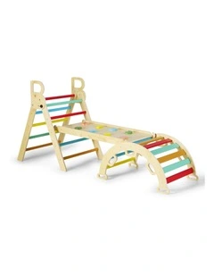 PlayPals 7-In-1 Pikler Triangle Set Wooden Montessori Climbing Toys Kids Climber