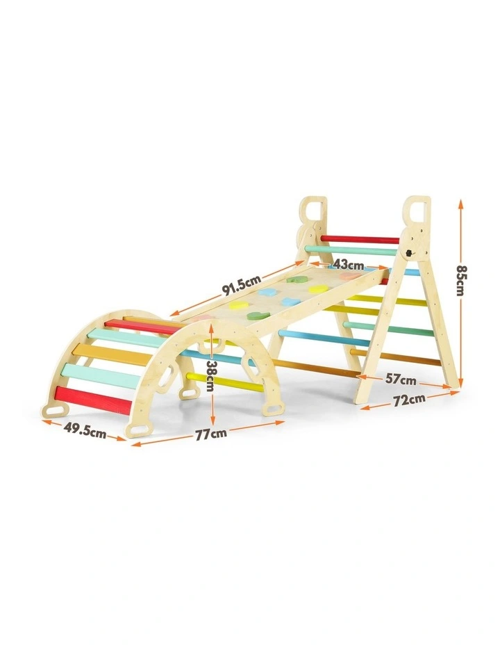 PlayPals 7-In-1 Pikler Triangle Set Wooden Montessori Climbing Toys Kids Climber image 3