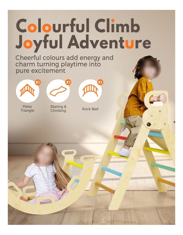 PlayPals 7-In-1 Pikler Triangle Set Wooden Montessori Climbing Toys Kids Climber image 5