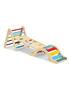 PlayPals 6-In-1 Pikler Triangle Set Foldable Montessori Climbing Toys Wooden