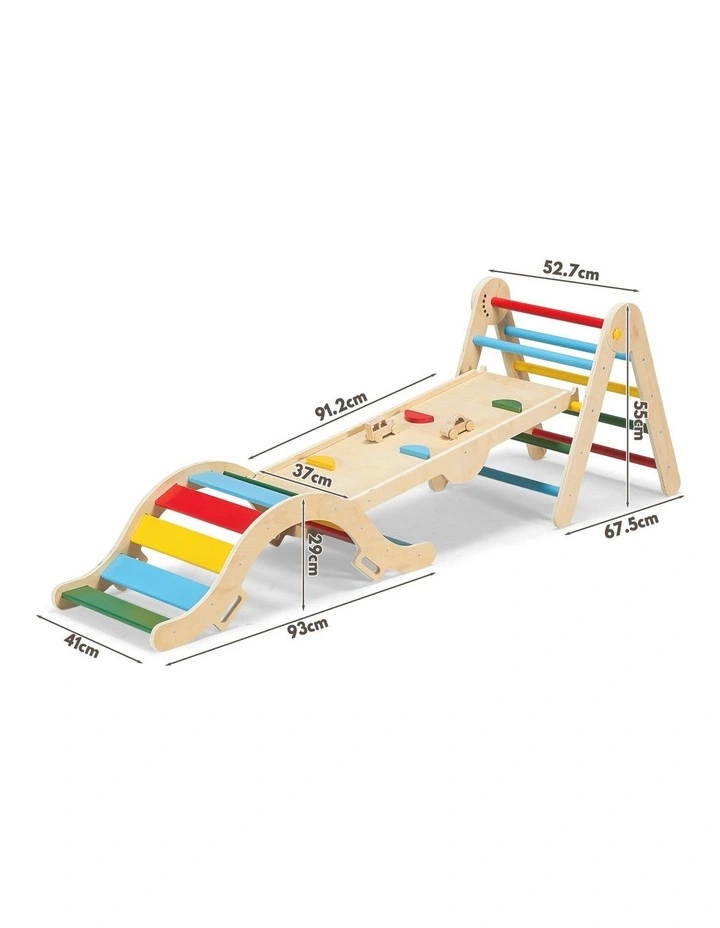 PlayPals 6-In-1 Pikler Triangle Set Foldable Montessori Climbing Toys Wooden image 3
