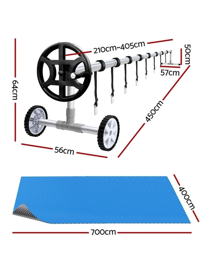 Aqua Buddy Pool Cover 600 Micron 7x4m w/ Roller 4m Swimming Pools Sliver Solar Blanket image 2