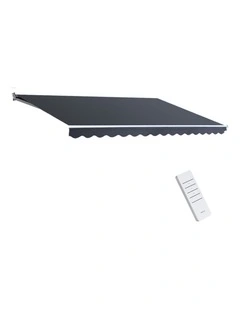 Instahut Retractable Folding Arm Awning Motorised Sunshade 5Mx3M Grey
