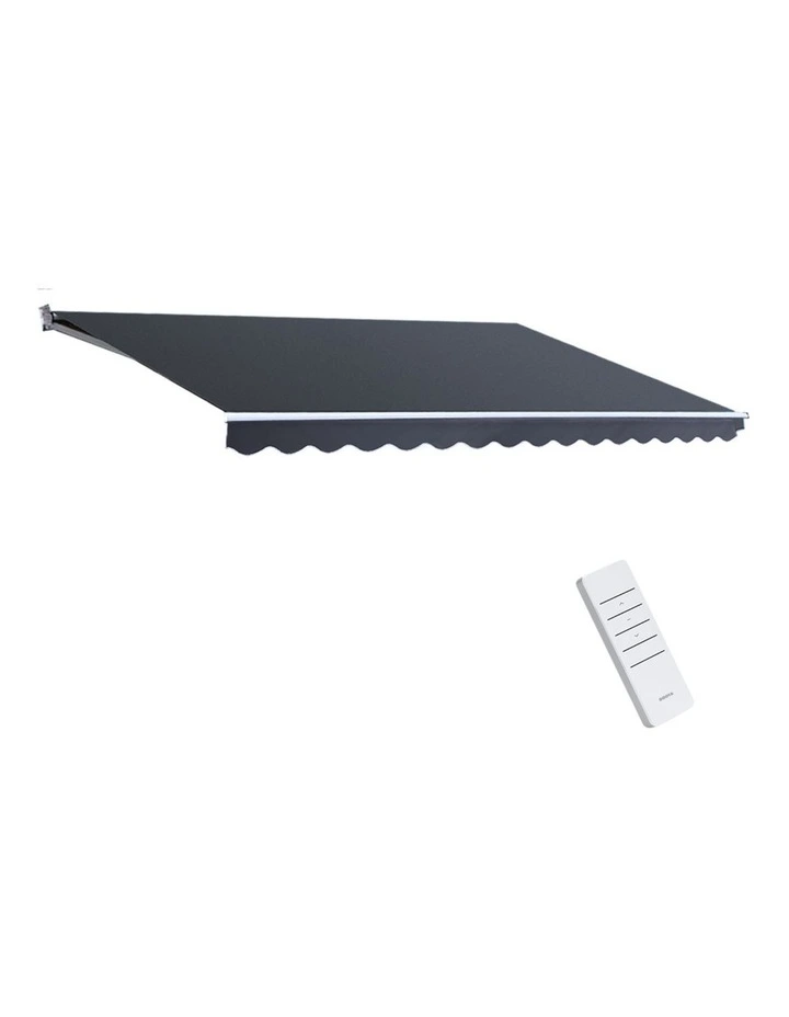 Instahut Retractable Folding Arm Awning Motorised Sunshade 5Mx3M Grey image 1