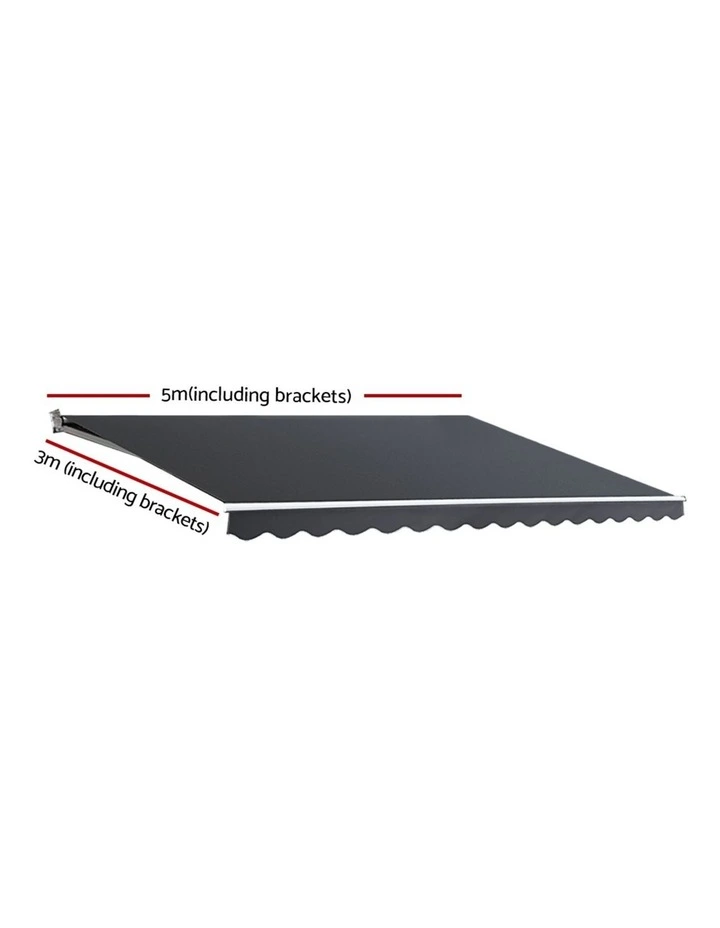 Instahut Retractable Folding Arm Awning Motorised Sunshade 5Mx3M Grey image 2