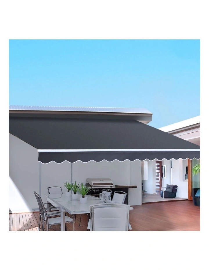 Instahut Retractable Folding Arm Awning Motorised Sunshade 5Mx3M Grey image 3