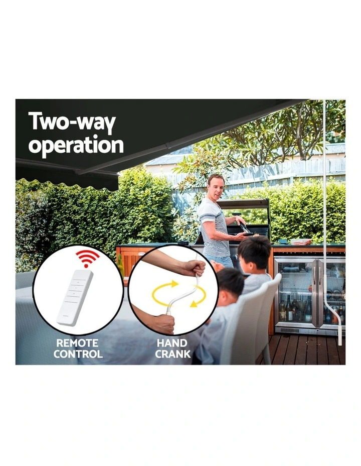 Instahut Retractable Folding Arm Awning Motorised Sunshade 5Mx3M Grey image 5