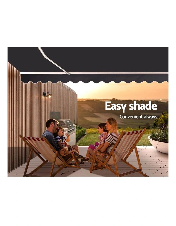 Instahut Retractable Folding Arm Awning Motorised Sunshade 5Mx3M Grey image 7