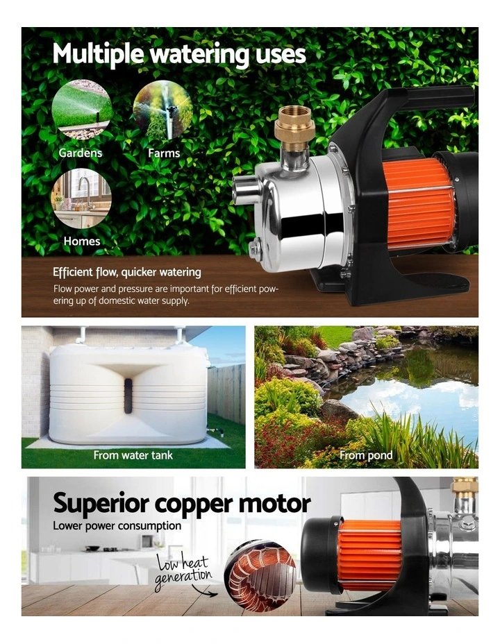 Giantz Garden Water PumpHigh Pressure 1500W Max. Tank Rain Farm Irrigation House image 5