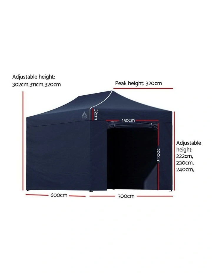 Instahut Gazebo 3x6 Pop Up Marquee Folding Tent Wedding Gazebos Camping Outdoor Shade Canopy Navy image 2
