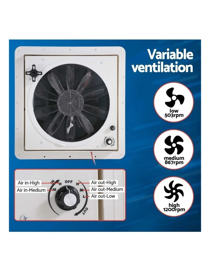 Weisshorn Caravan Air Vent Roof Hatch 12V Shower Fan Reversible Airlfow Rainy Use Camper image 6