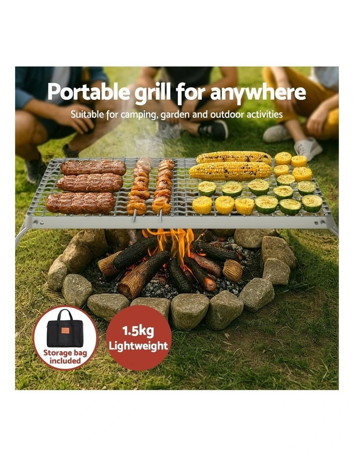 Grillz Portable BBQ Grill Charcoal Smoker Foldable Camping Outdoor image 7