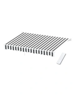 Instahut Retractable Folding Arm Awning Motorised Sunshade 4Mx3M Grey White