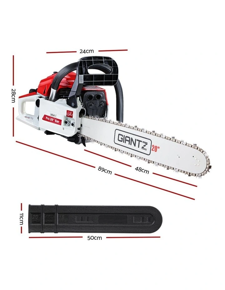 Giantz Chainsaw Petrol 58CC 20 Bar Commercial E-Start Pruning Chain Saw White image 4