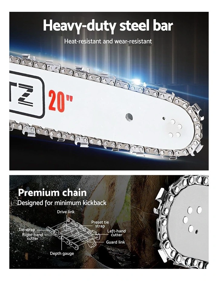 Giantz Chainsaw Petrol 58CC 20 Bar Commercial E-Start Pruning Chain Saw White image 6