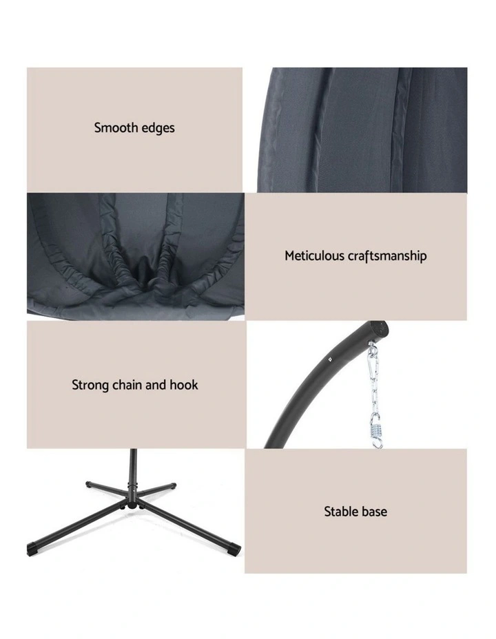 Gardeon Outdoor Egg Swing Chair Patio Furniture Pod Stand Canopy Foldable Grey image 7
