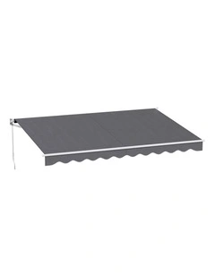 Instahut Retractable Folding Arm Awning Manual Sunshade 4.5Mx3M Grey