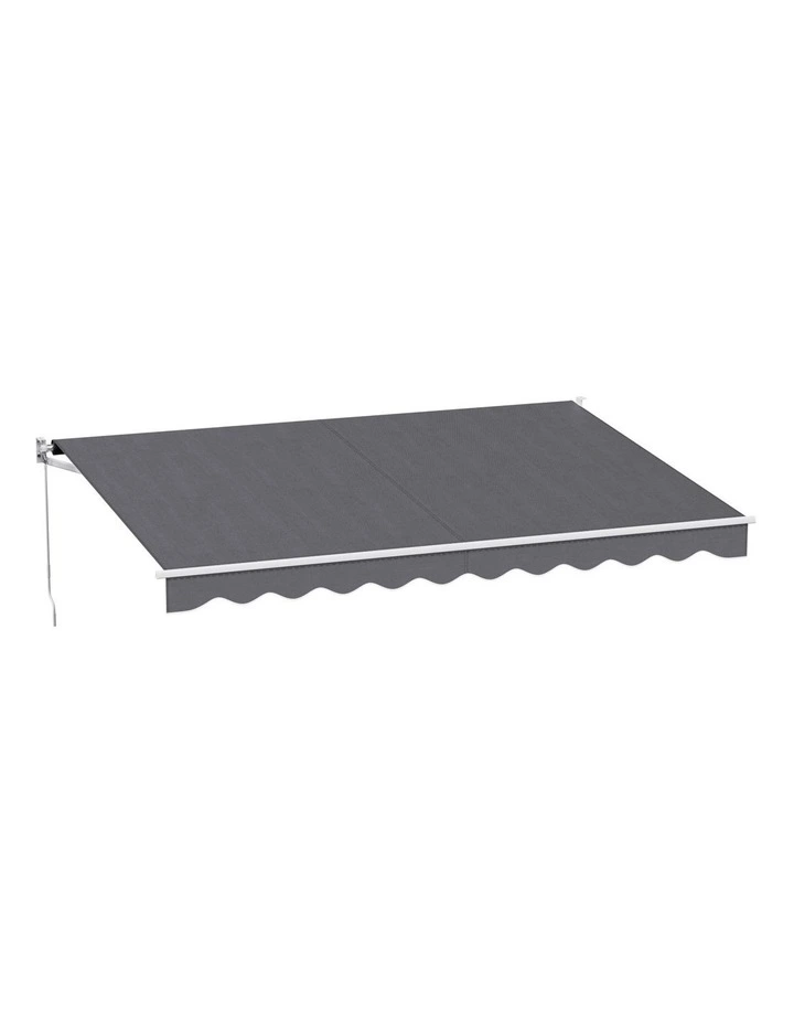 Instahut Retractable Folding Arm Awning Manual Sunshade 4.5Mx3M Grey image 1